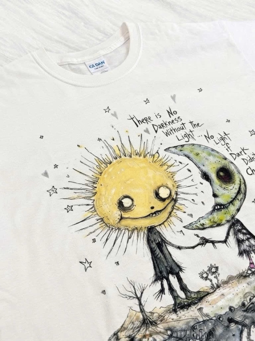 Sun & Moon Graphic Gildan White Tshirt - Picture 2 of 2